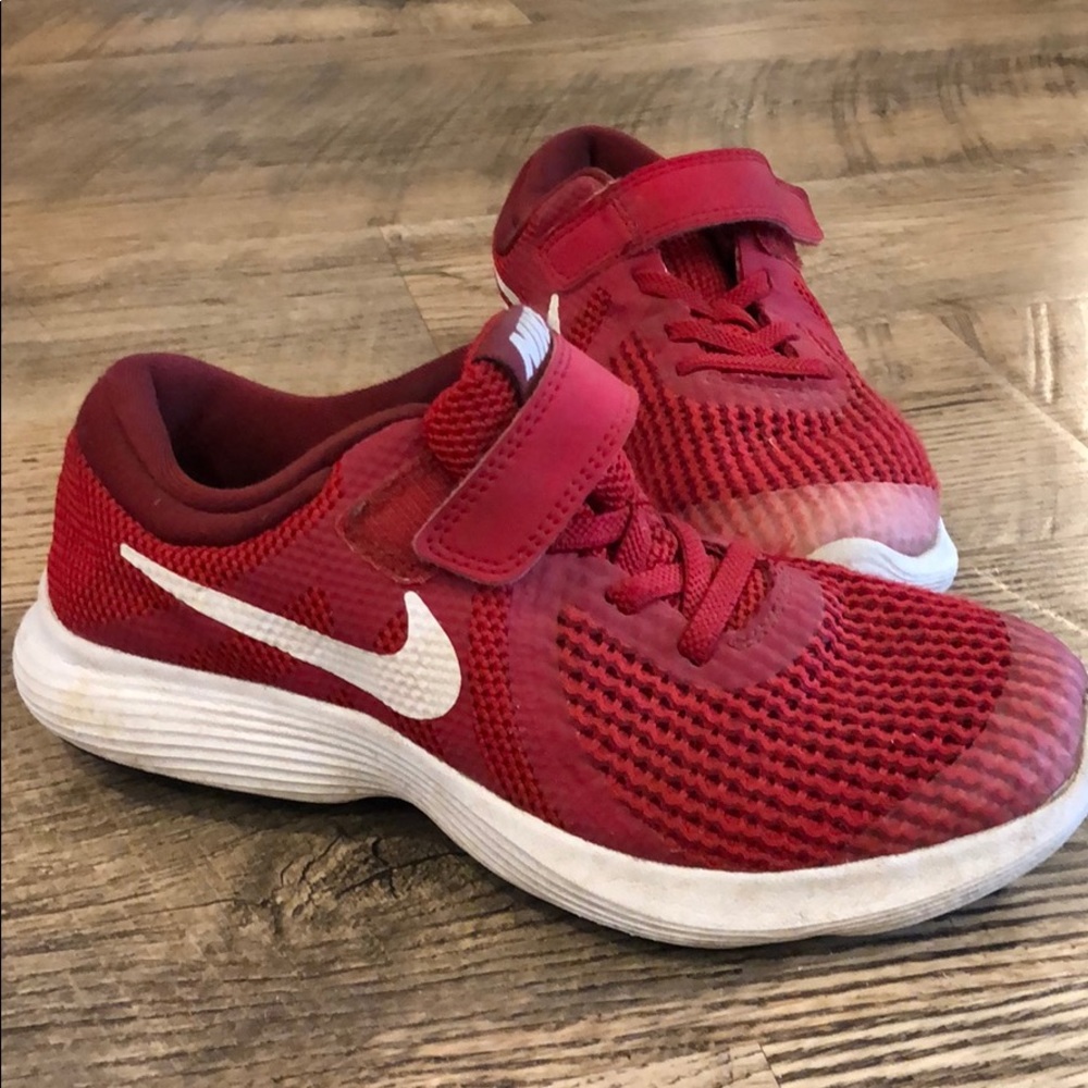 Red nike boys sneakers size 2y